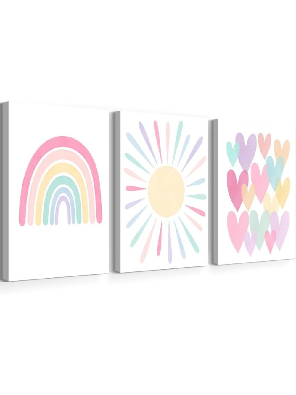 Framed Pink Rainbow Wall Art for Girls' Nursery - 16x24 Kids Decor Poster